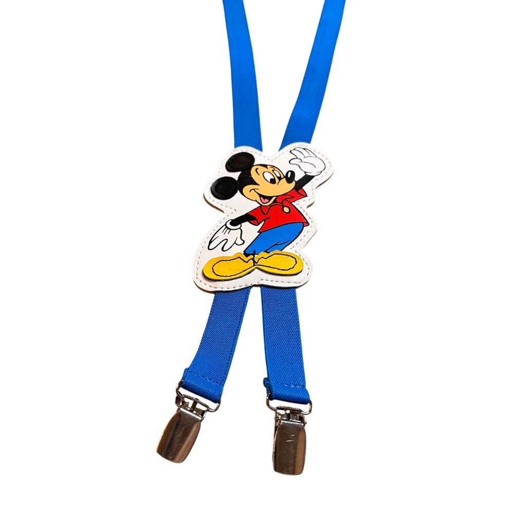 Vintage 1980s Mickey Mouse Kids Suspenders Blue Elastic Disney Made in Taiwan